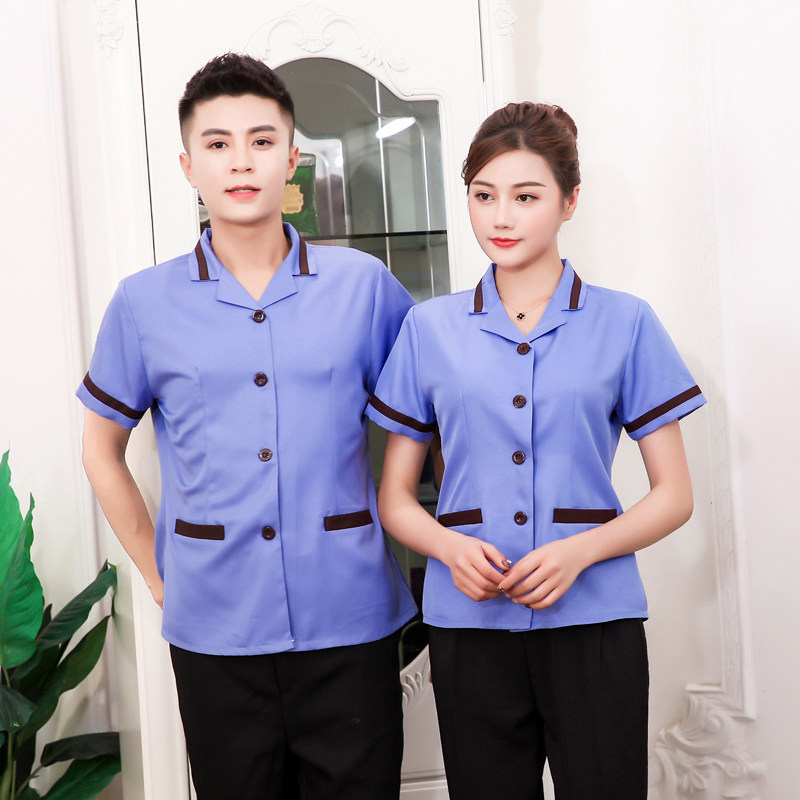 酒店工作服夏装男女保洁服短袖宾馆客房服务员楼层清洁PA阿姨制服