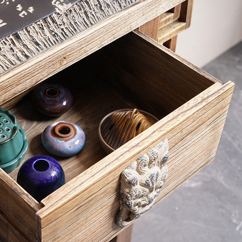 新中式仿古装饰案几  客厅门厅玄关原木家具书法雕刻条案翘头桌子