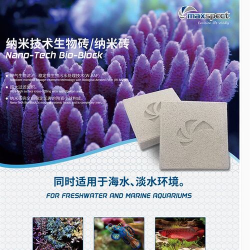 MAXSPECT广州迈光鱼缸纳米砖淡海水滤材除NO3砖陪菌屋生化培菌
