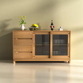 非晚白橡木餐边柜全实木储物柜玄关柜北欧备餐台茶水柜收纳柜碗柜