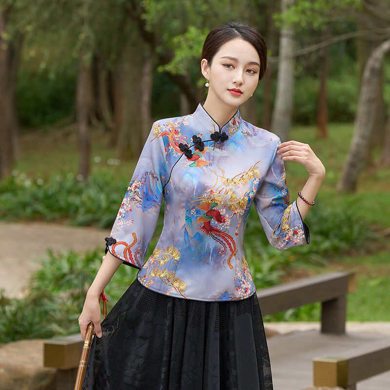 红色复古民国风高端气质改良旗袍两件套上衣唐装女夏中国风养生馆