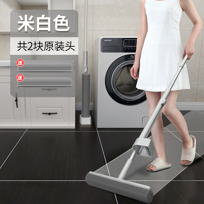 高端蓝小鱼胶棉拖把懒人大号海绵拖把免手洗家用平板吸水滚轮挤水