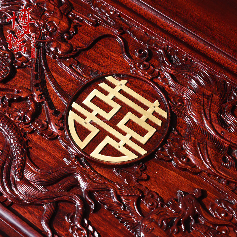 香樟木箱子龙凤铜喜中式陪嫁婚嫁箱结婚整板字画收纳全实木衣箱