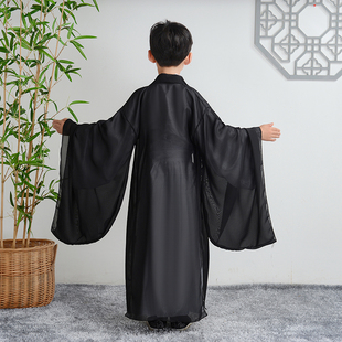 汉服男童儿童六一演出服男孩武侠风剑客黑色霸气古装中国风表演服