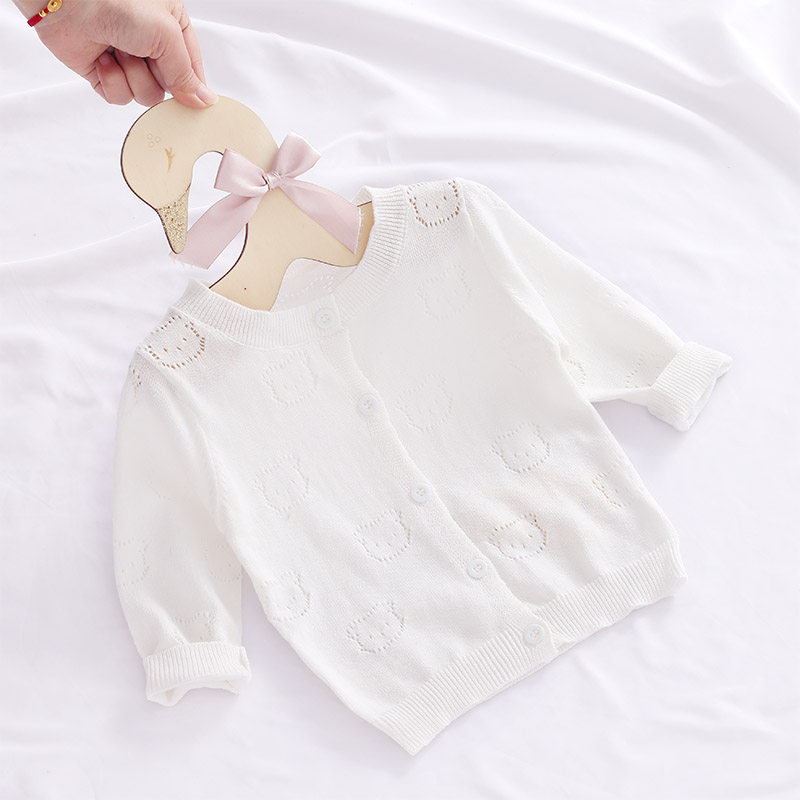 女童开衫纯棉百天婴儿针织衫新生宝宝外套公主毛衣空调衫春夏薄款