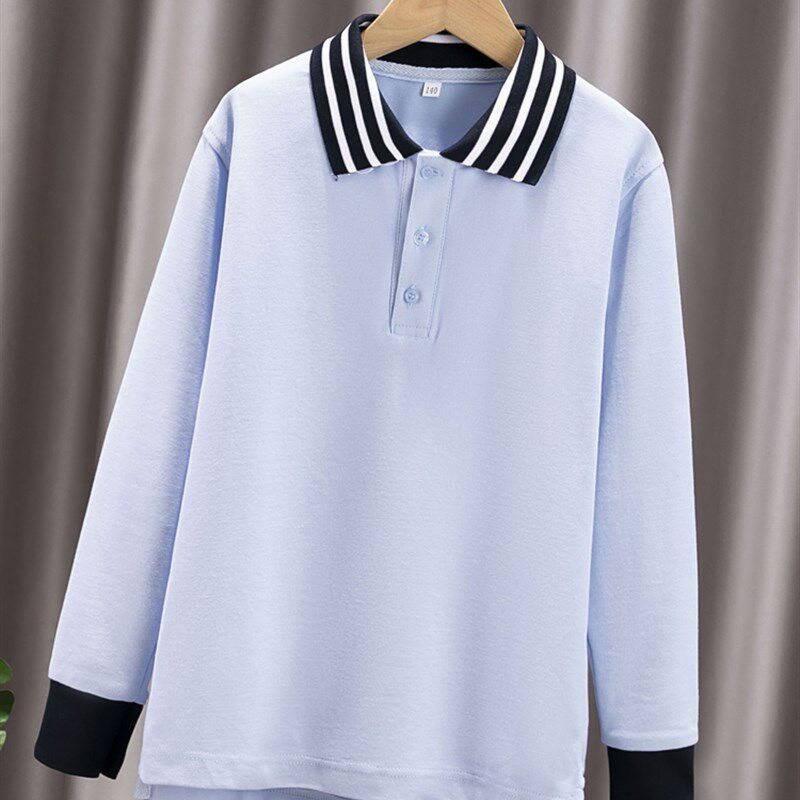 儿童polo衫春秋款中大童学生校服英伦校园服学院风男女童长袖T恤