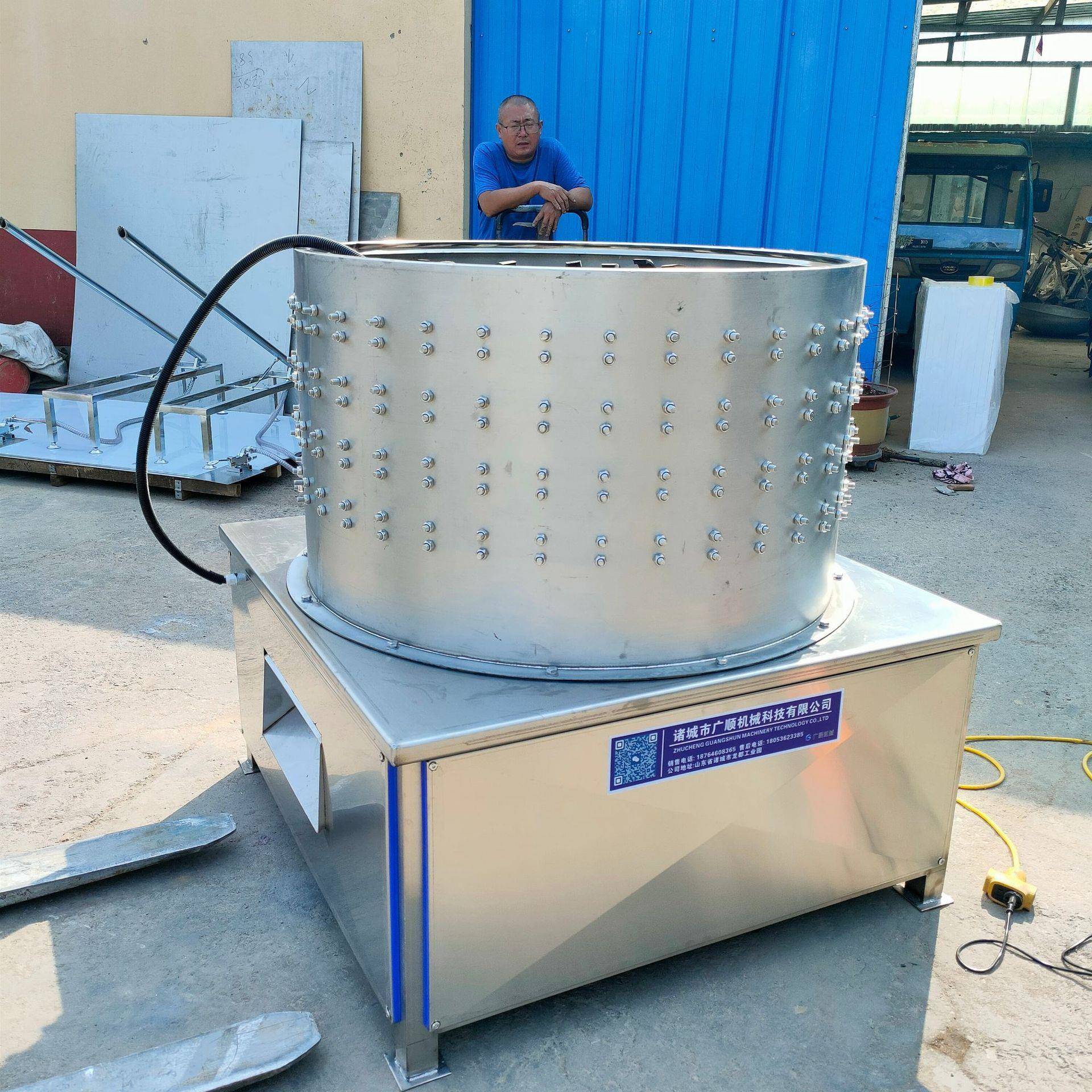 牛头蹄脱毛机生产厂家牛头打毛机不锈钢材质圆筒式牛头脱毛机