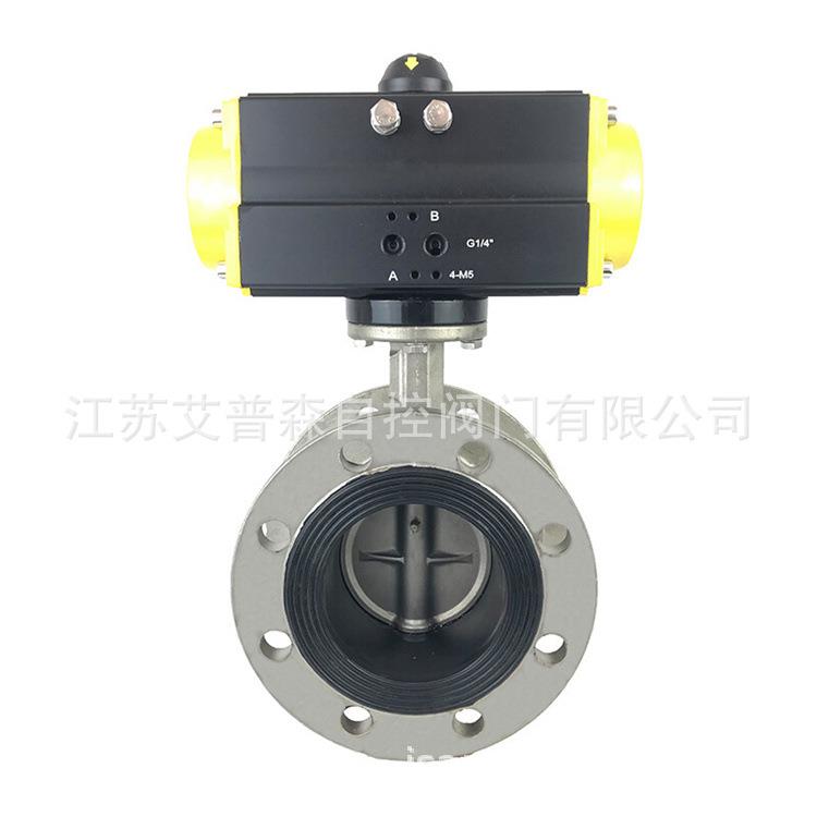 气动不锈钢法兰蝶阀/气动全不锈钢法兰软密封蝶阀D641X-16PDN100