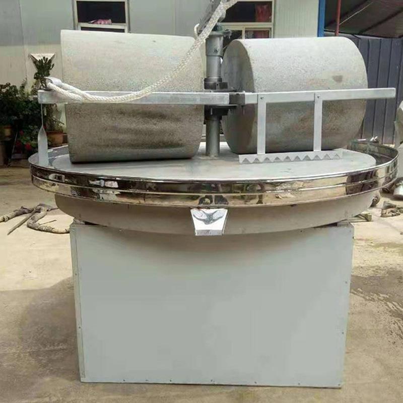 家用老式大豆压扁机天然石材手推石磨面粉机多功能石碾子