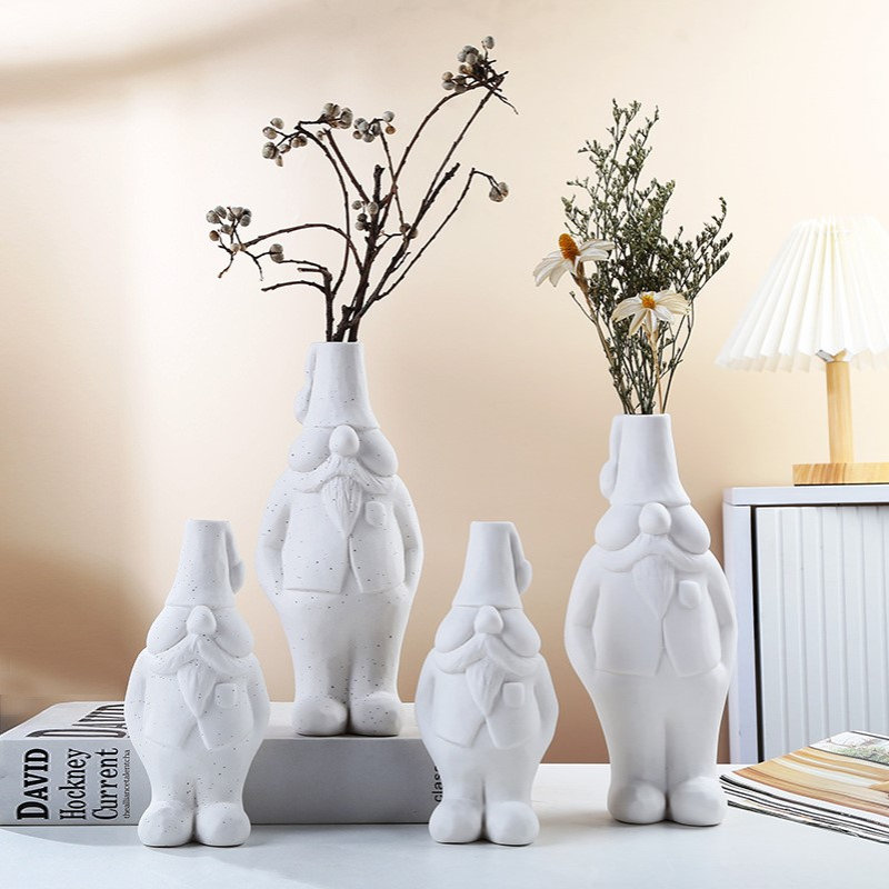 个性矮人花瓶北欧陶瓷简约装饰干花花瓶客厅玄关装饰家居花插摆件