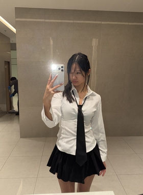 纯欲风收腰长袖白衬衫修身显瘦百搭衬衣