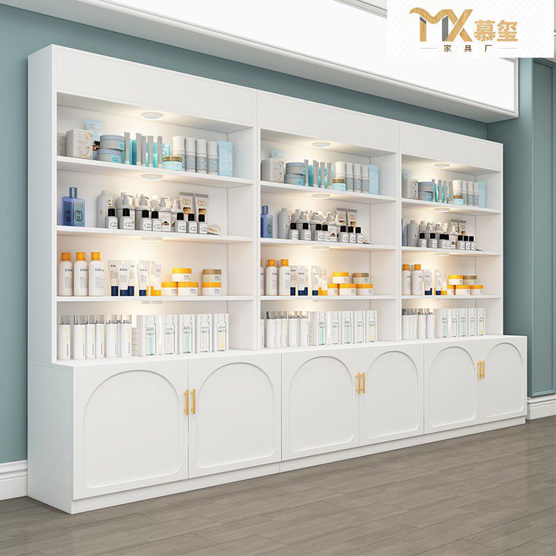 化妆品展示柜柜子陈列柜美甲店货架展柜货柜欧式美容院产品展示架
