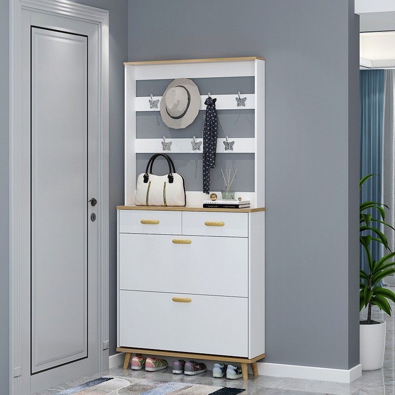北欧新款带衣帽架超薄鞋柜家用门口带抽屉鞋橱大容量省空间门厅柜,收纳整理,阳台置物架,淘宝优惠券,粉丝福利购,淘宝优惠卷