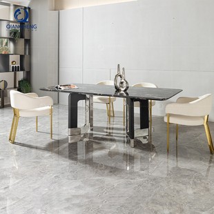 轻奢大理石餐桌家用高级感豪华饭桌子设计师家具dining table set
