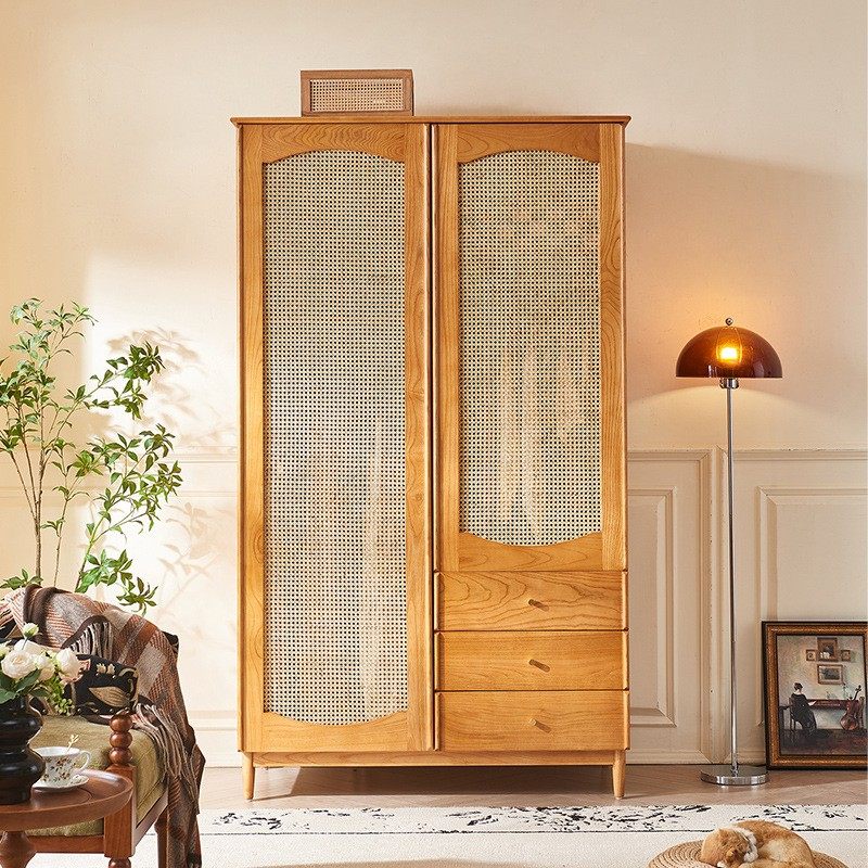侘寂实木衣柜家用卧室小户型分区多功能储物衣橱双门民宿藤编柜子,家居饰品,装饰挂牌,淘宝优惠券,粉丝福利购,淘宝优惠卷