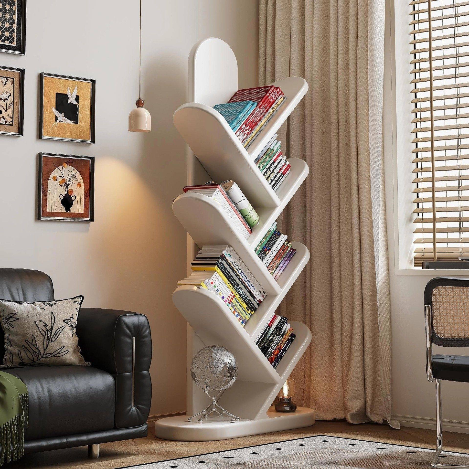 实木树形窄书架落地置物架客厅一体靠墙角落转角收纳架力式小书柜,3C数码配件,其它配件,淘宝优惠券,粉丝福利购,淘宝优惠卷