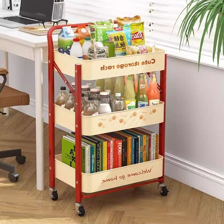 书包置物架家用多层桌下滑轮柜放书本零食收纳架可移动厨房小推车,3C数码配件,其它配件,淘宝优惠券,粉丝福利购,淘宝优惠卷