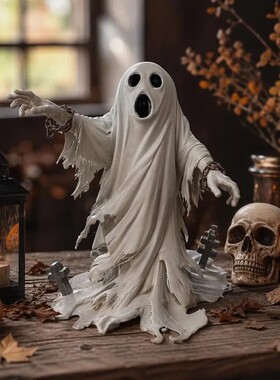 跨境新品 Halloween Ghost Statue 万圣节树脂幽灵鬼魂雕像桌面