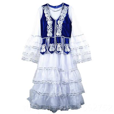 新款新品新疆萨哈克族舞蹈出服民族风舞台演表演服大摆裙士成人女