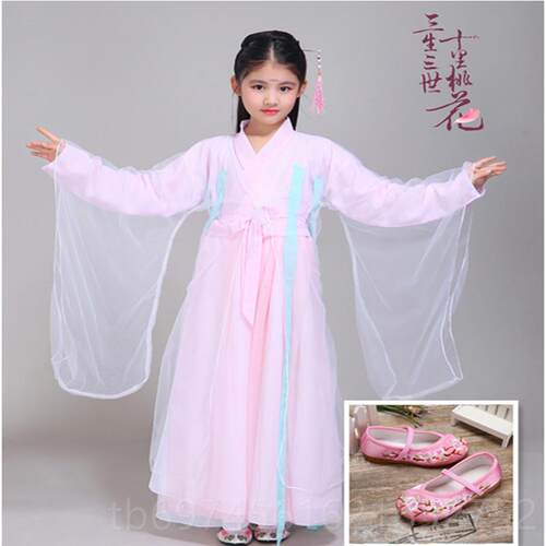 新款新品女童三生三十里桃花浅cos同款童儿古装演出服仙白女服世