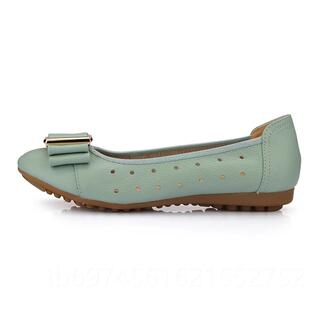 年豆大平码 新款 底防滑凉鞋 圆中头柔软透气洞洞鞋 豆 春夏真皮妈妈鞋