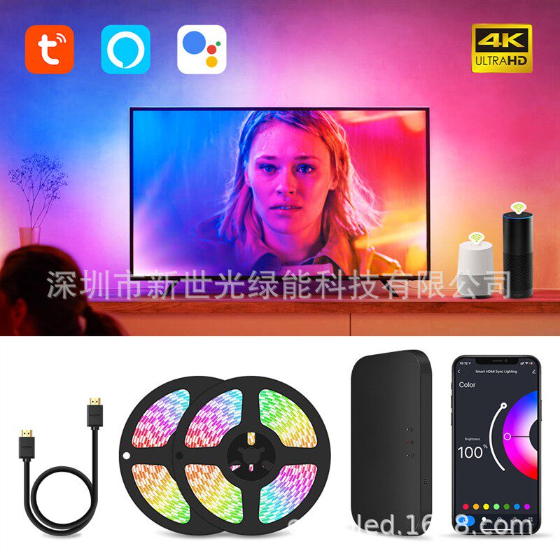涂鸦WIF智能电视背景同步灯HDMI2.1游戏氛围灯4K120hz流光溢彩