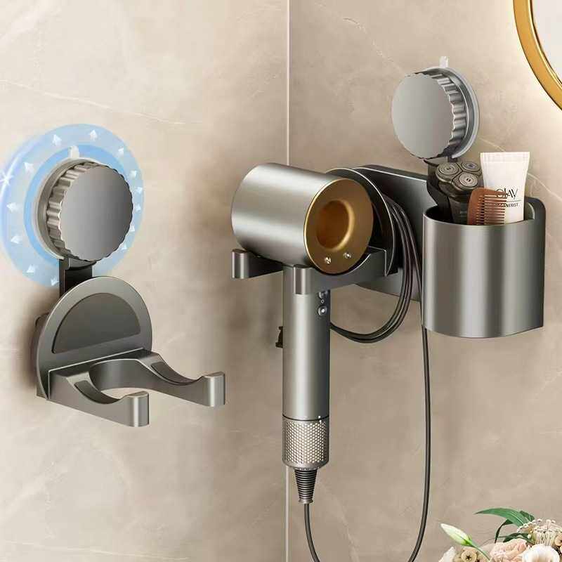 吸盘吹风机支架卫生间壁挂吹风机置物架浴室绕线风筒支架家用收纳