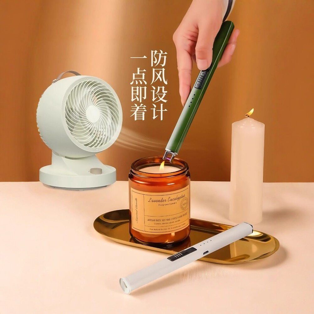 香薰点火器脉冲蜡烛电子煤气燃气灶点火棒家用充电款打火机长手柄