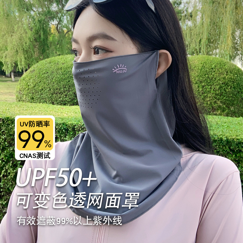 防晒冰丝面罩遮全脸防紫外线口罩开车电动车护颈夏季骑行女脸罩M