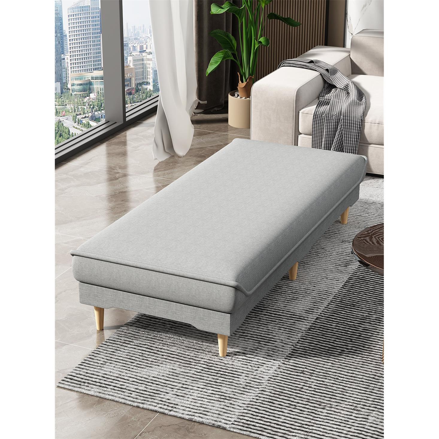 阳台布艺床租房客厅卧室拼接床加宽懒人单人床贵妃躺椅沙发边扩床