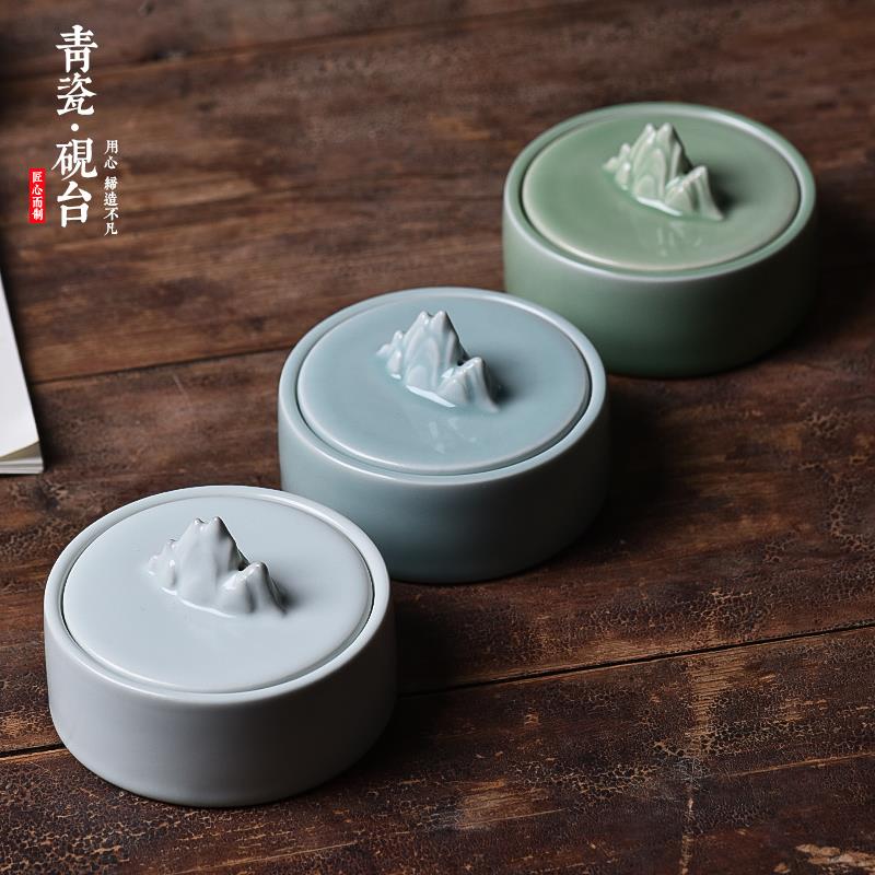 陶瓷墨池墨盘墨盒墨碟墨蝶墨水砚台专用带盖笔洗笔舔毛笔字洗笔缸