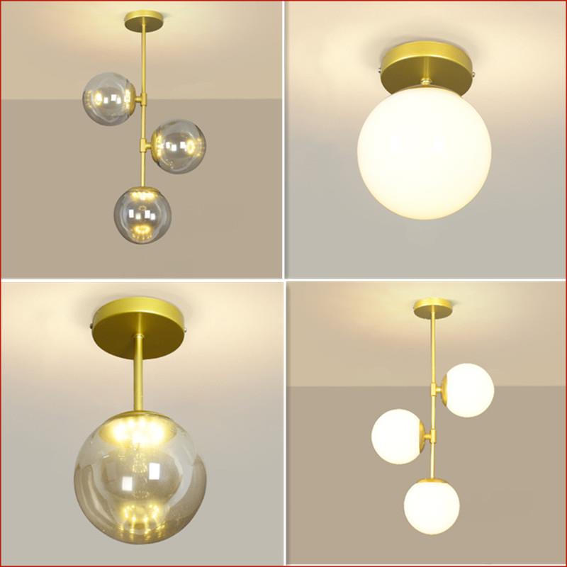 过道吊灯走廊北欧风格入户玄关小灯三头简约现代创意网红新款金色