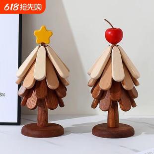 色隔热垫杯垫创意家用防烫餐垫原木茶托可爱桌面摆件实木放置