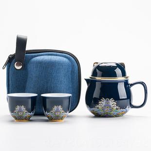 瓷快客杯携式 高档旅行茶具套便装 茶水分离过滤泡茶陶杯子车功夫载