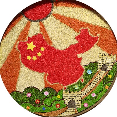 五谷杂粮画 豆子画 米画 竹筛画节庆主题 成品粮食画50厘米半成品
