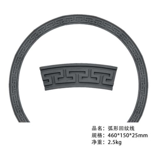 仿古中式月亮门砖雕回纹线条拱门套线圆弧形水泥镂空古建庭院浮雕