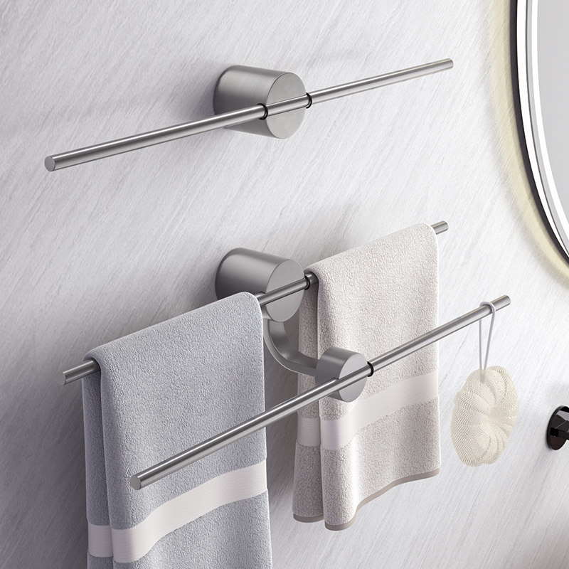 毛巾架卫生间免打孔置物架浴室壁挂厨房单杆毛巾杆挂杆挂架收纳杆