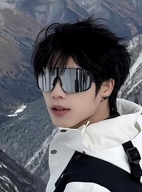 防风骑行眼镜男款潮韩版春夏季连身太阳眼镜女大脸反光运动护目滑