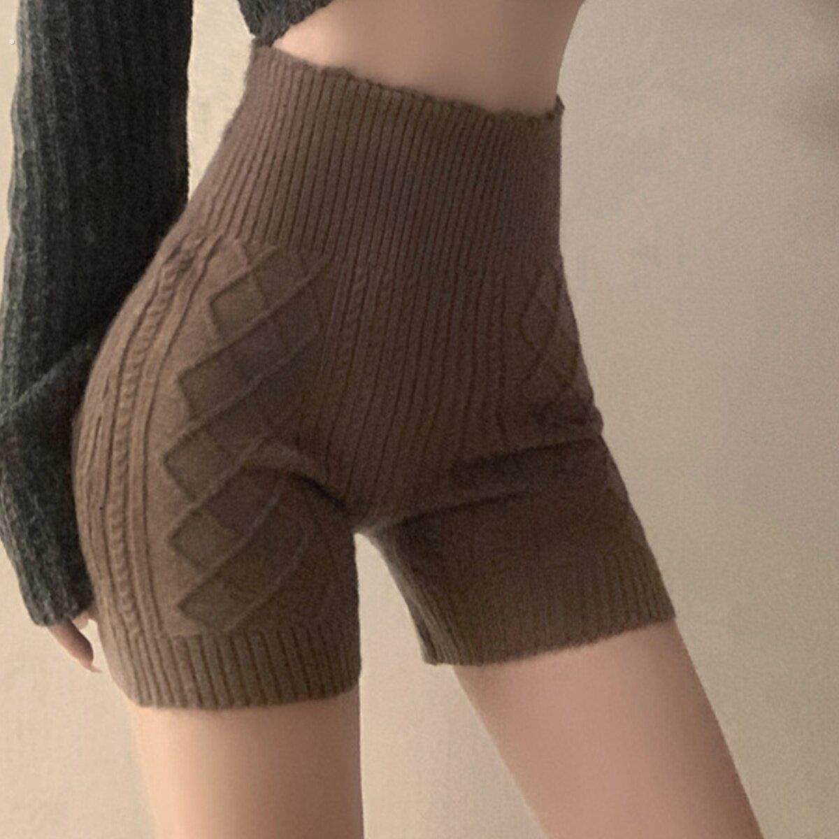 冬天防走光针织打底短裤女秋季高腰显瘦冬季外穿裤子小个子安全裤
