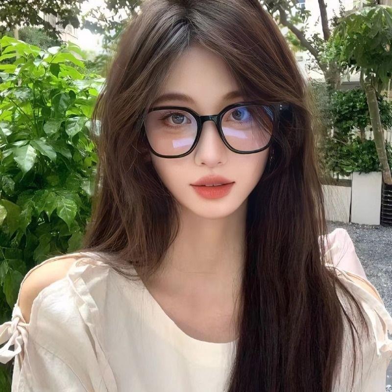 黑框眼镜女近视可配度数素颜神器大框眼睛框大脸平光镜防蓝光圆脸