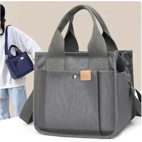 日式风格袋2025新款多层休闲帆布袋手提简单午餐盒午餐袋手提袋