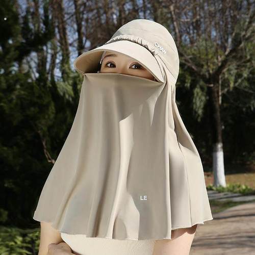 防晒披肩女夏季冰丝薄款披风遮阳护肩斗篷抗UV骑车开车披肩帽