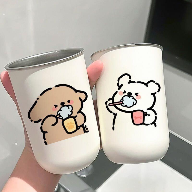 2只装304不锈钢漱口杯一对防霉家用刷牙杯子牙缸可爱牙刷杯情侣款