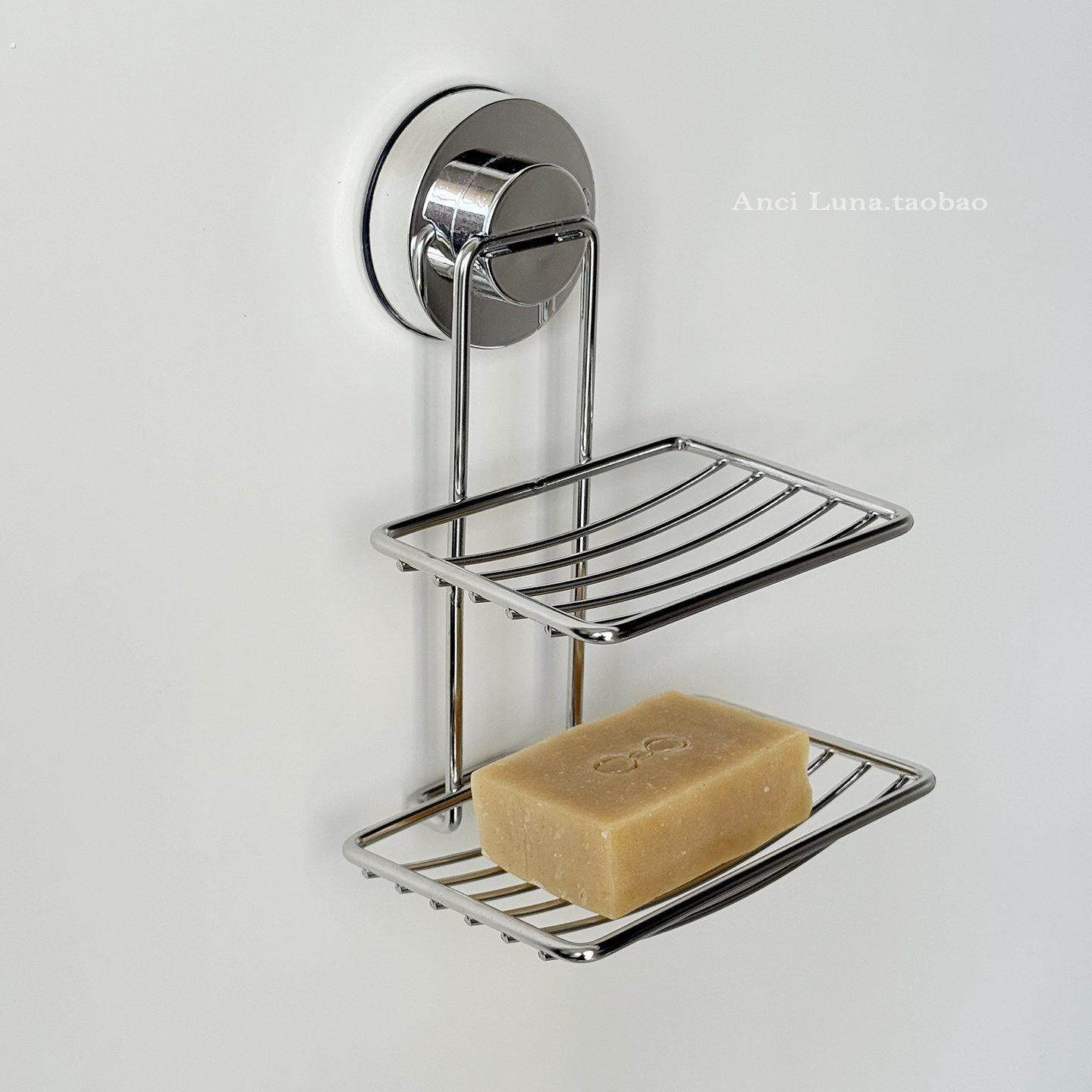吸盘肥皂盒免打孔壁挂式沥水架卫生间浴室香皂盒不锈钢网格置物架