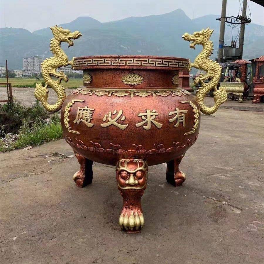 定制圆形平口铸铁大香炉 寺庙祠堂宗祠供奉大型双龙耳户外上香炉,特色手工艺,佛教工艺品,淘宝优惠券,粉丝福利购,淘宝优惠卷