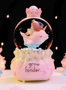 新款梦幻星辰大海水晶球八音盒卡通海洋海豚女孩水球节日礼品