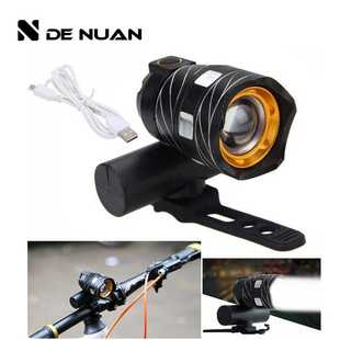 自行车调焦头灯防水山地车装备T6铝合金强光高亮头灯照明单车前灯