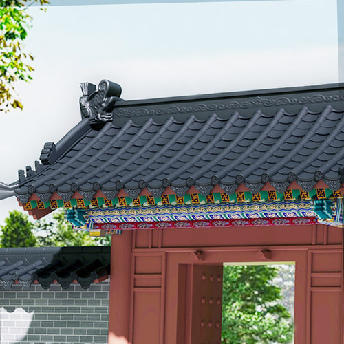 树脂瓦片屋顶仿古屋檐装饰一体仿古瓦塑料瓦屋脊屋顶厂家直销大全