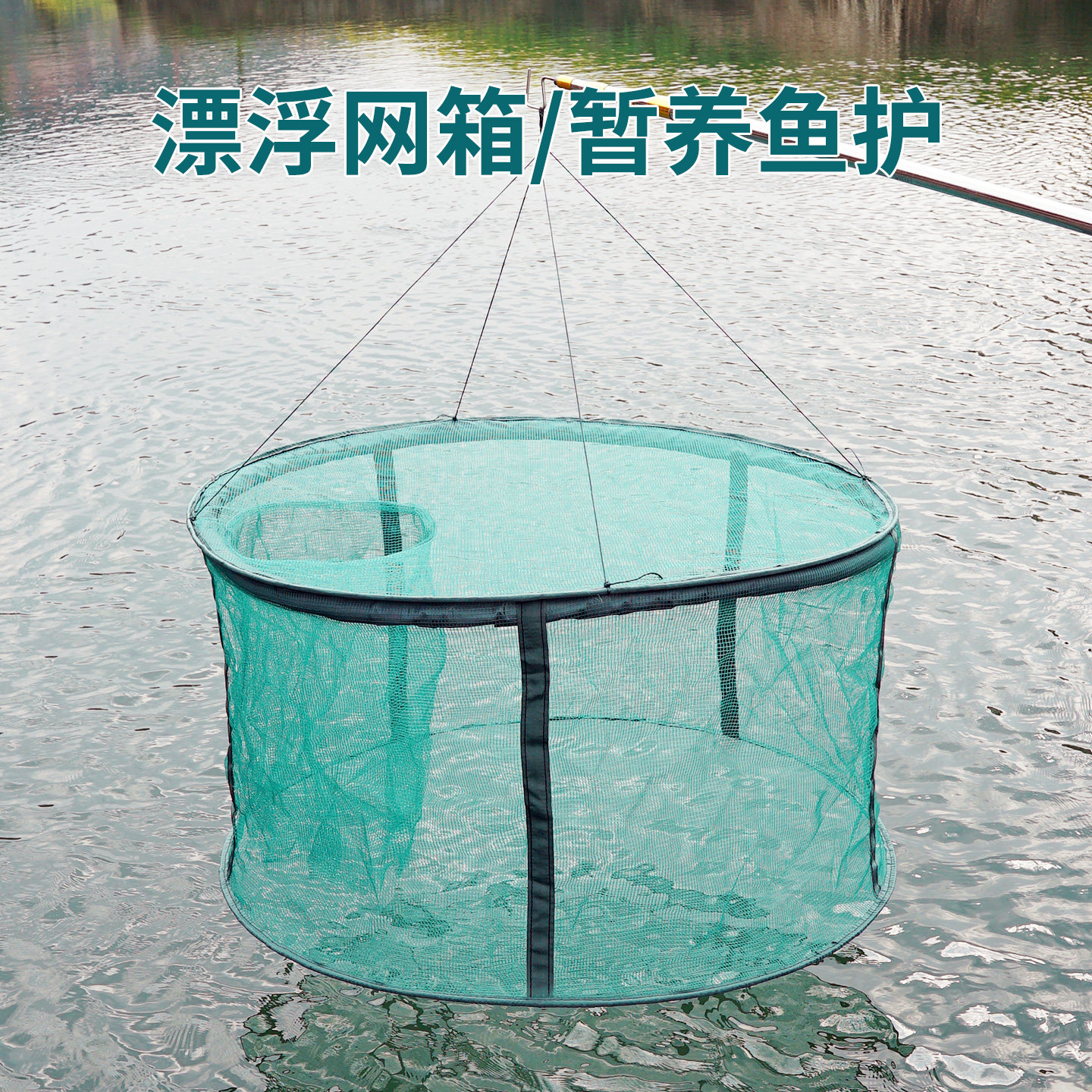 养鱼箱网鱼苗养殖网箱存鱼漂浮暂养鱼护防逃网笼圆大口径折叠箱网