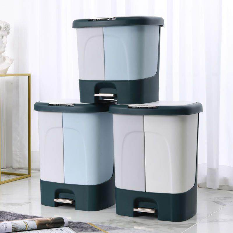 干湿分离双桶垃圾分类垃圾桶带盖大号家用客厅厨房脚踩创意塑料筒